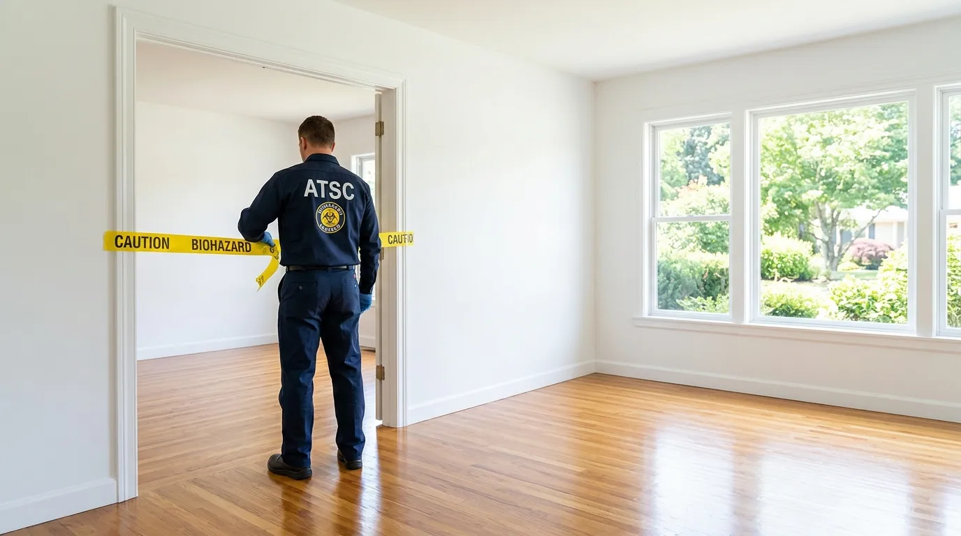 Certified biohazard cleanup crew performing Decomposition Cleanup in Harpswell Center